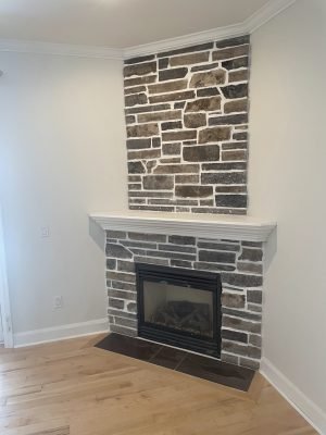 Stone fireplace